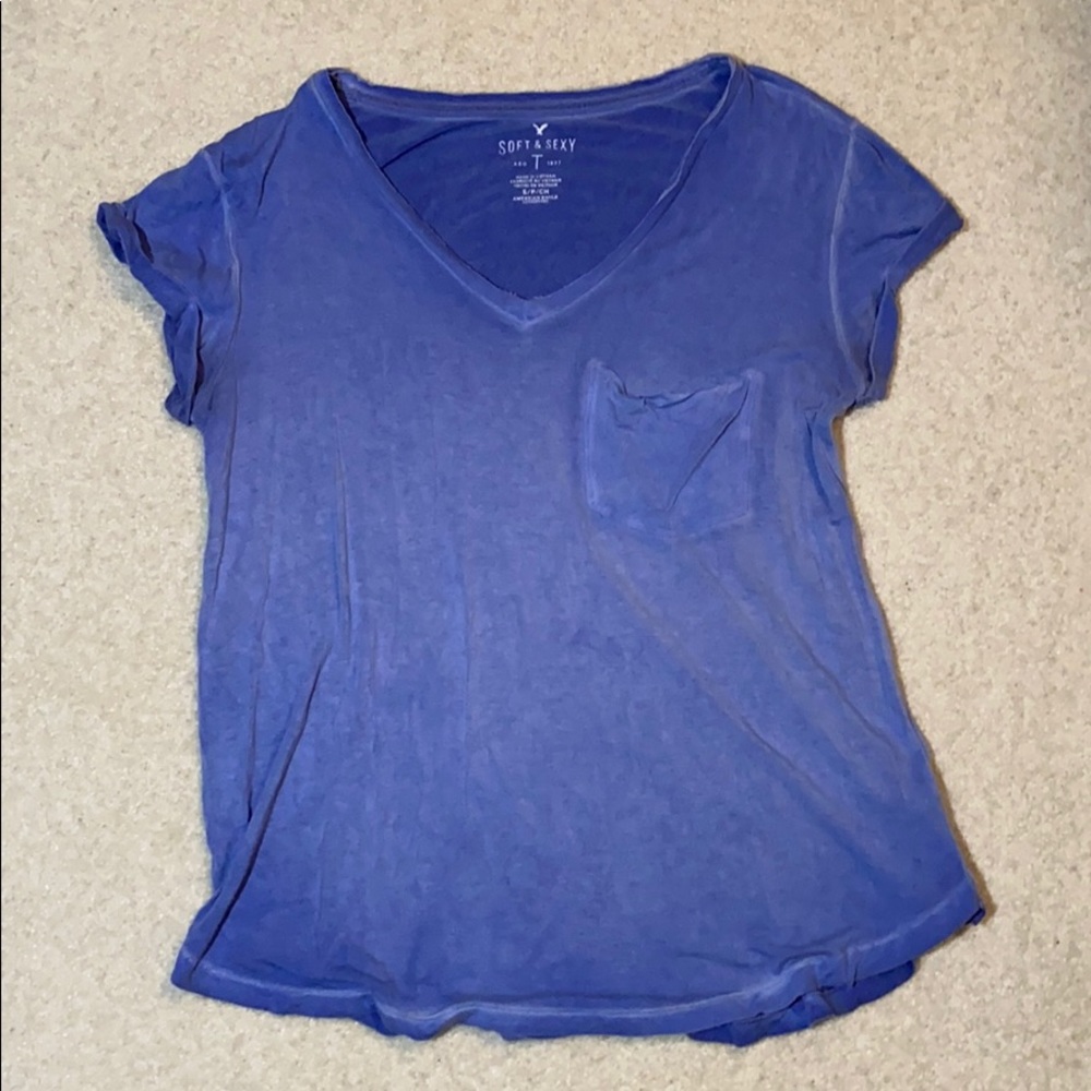 blue soft and sexy t-shirt (v-neck)